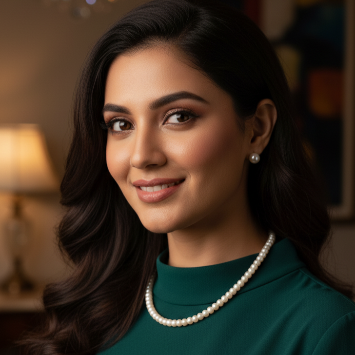 Elara Classic Pearl Set (White Freshwater Pearl Necklace with Matching Stud Earrings)