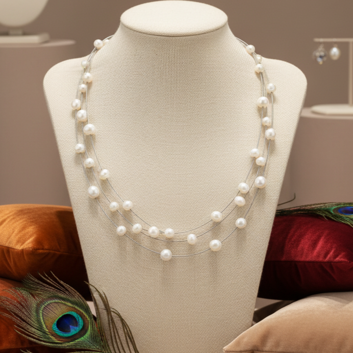 Classic Station Necklace With Freshwater Pearls