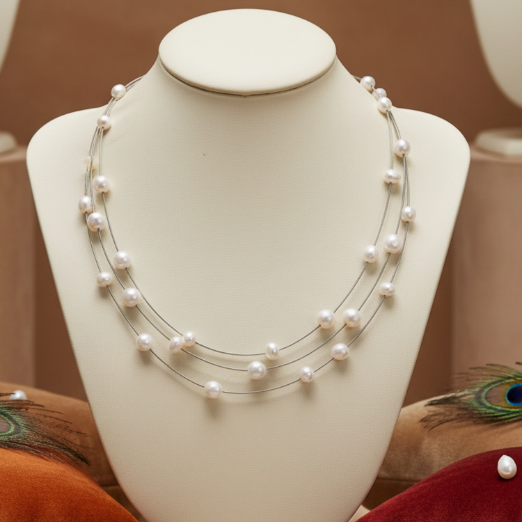 Classic Station Necklace With Freshwater Pearls