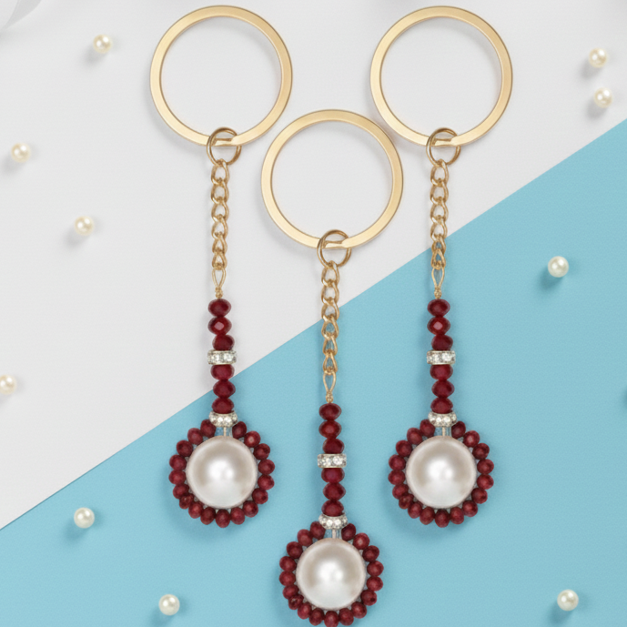 Luxury Pearl Beaded Keychain | Elegant Gift Accessory