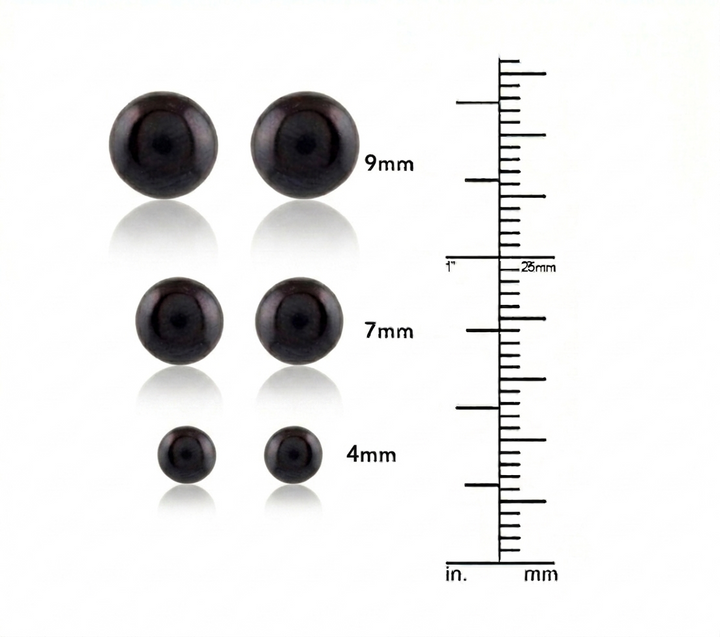 Classic Black Pearl Stud Earrings – AAA Freshwater Pearl 4MM 7MM 9MM