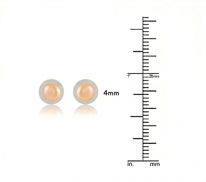 Blush Peach Freshwater Pearl Stud Earrings in Sterling Silver | AAA Pearl Studs | 4MM