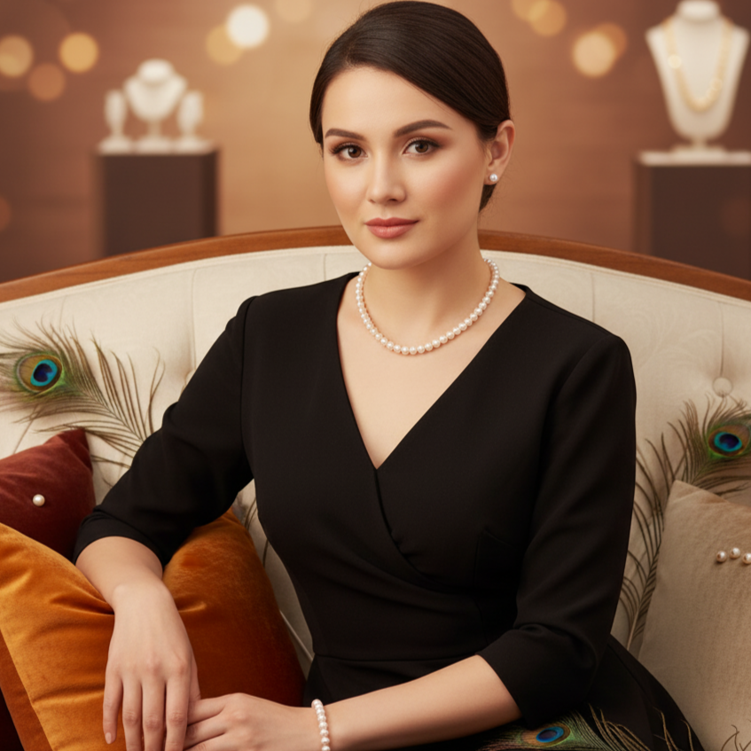 Grey Pink Pearls Necklace