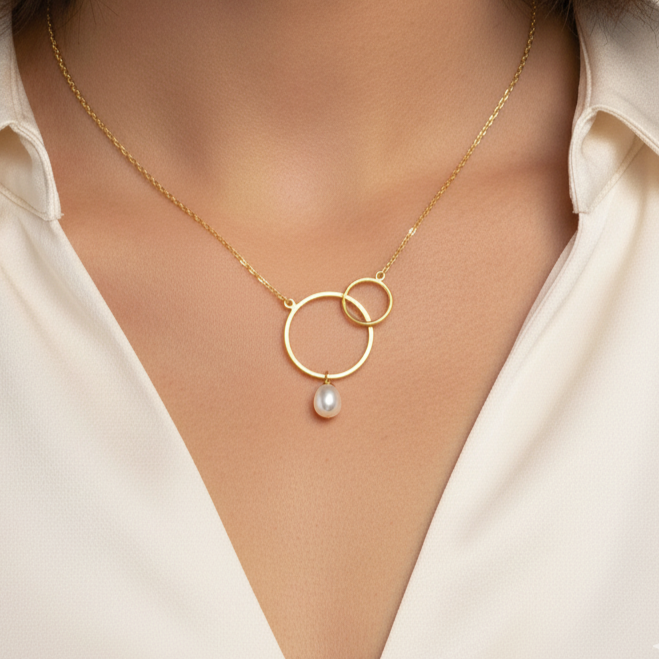 Hanging Pearl Pendant with Silver Chains