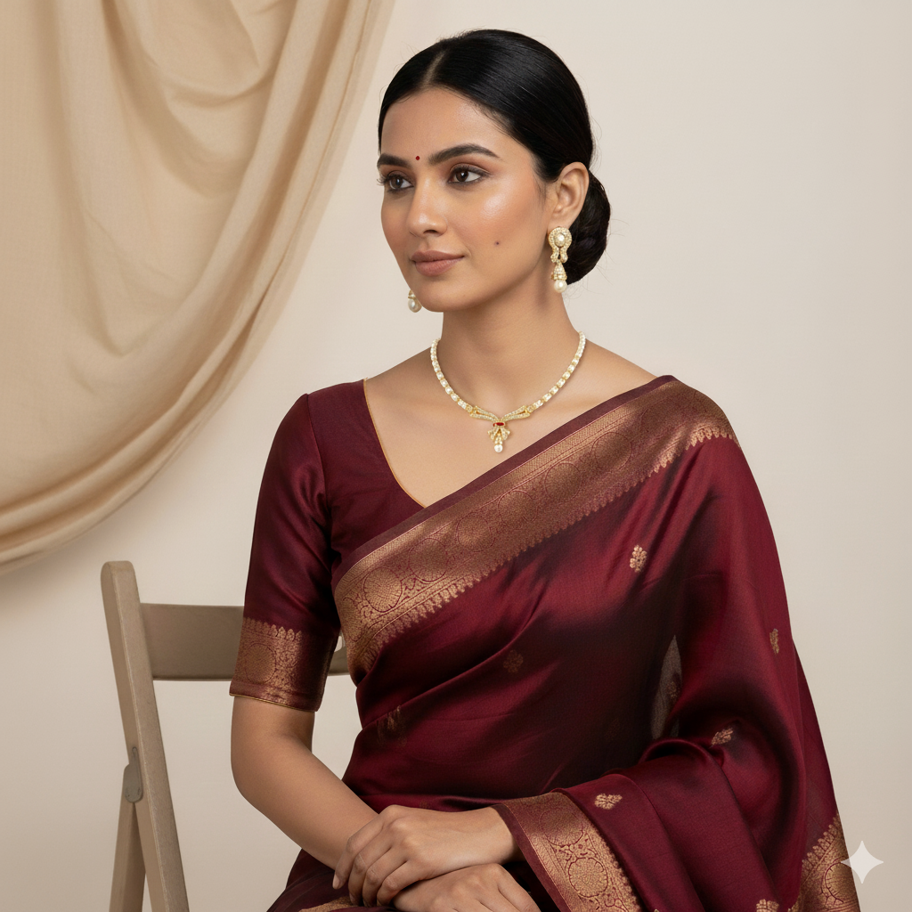 Elegant Button Pearl Single Line Necklace and Earrings Set