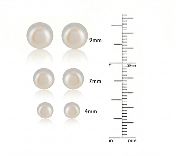 Elegant Grey Pearl Stud Earrings – AAA Freshwater Button Style 4MM 7MM 9MM