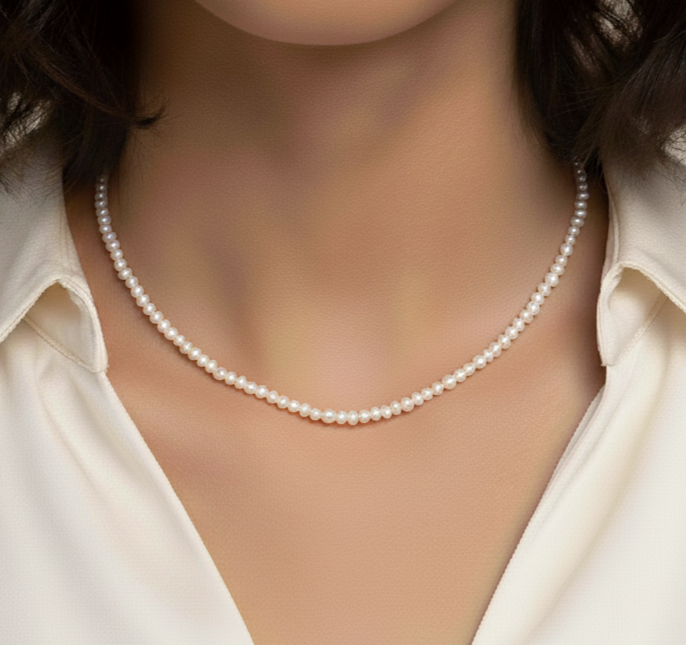 Nivara Classic Pearl Strand (Natural Freshwater Pearl Necklace)