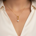 Pearl Drop Pendant Necklace (Freshwater Pearl Pendant Necklace in Gold Finish)