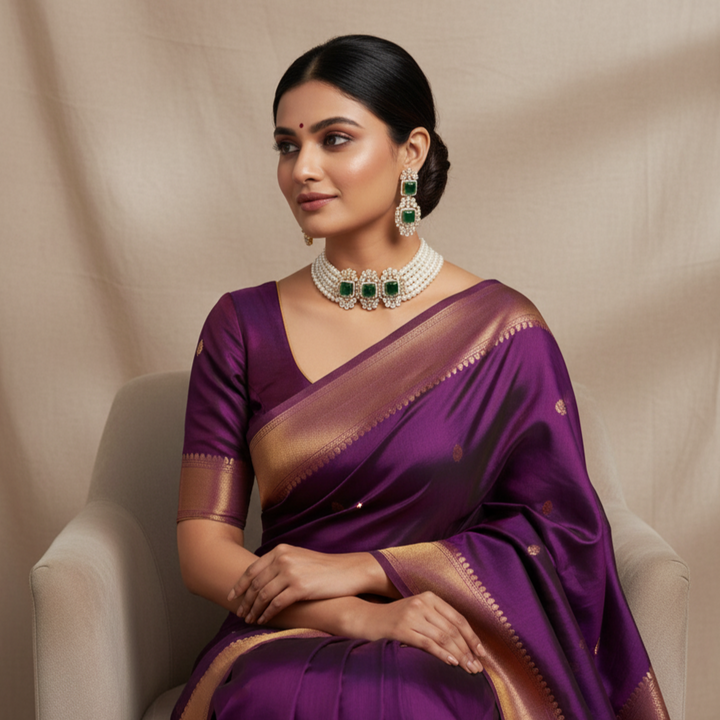 Gorgeous button pearl choker set with greenstone
