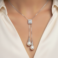 Silver & Pearl Drop Necklace (Freshwater Pearl Drop Necklace with Silver Accents)