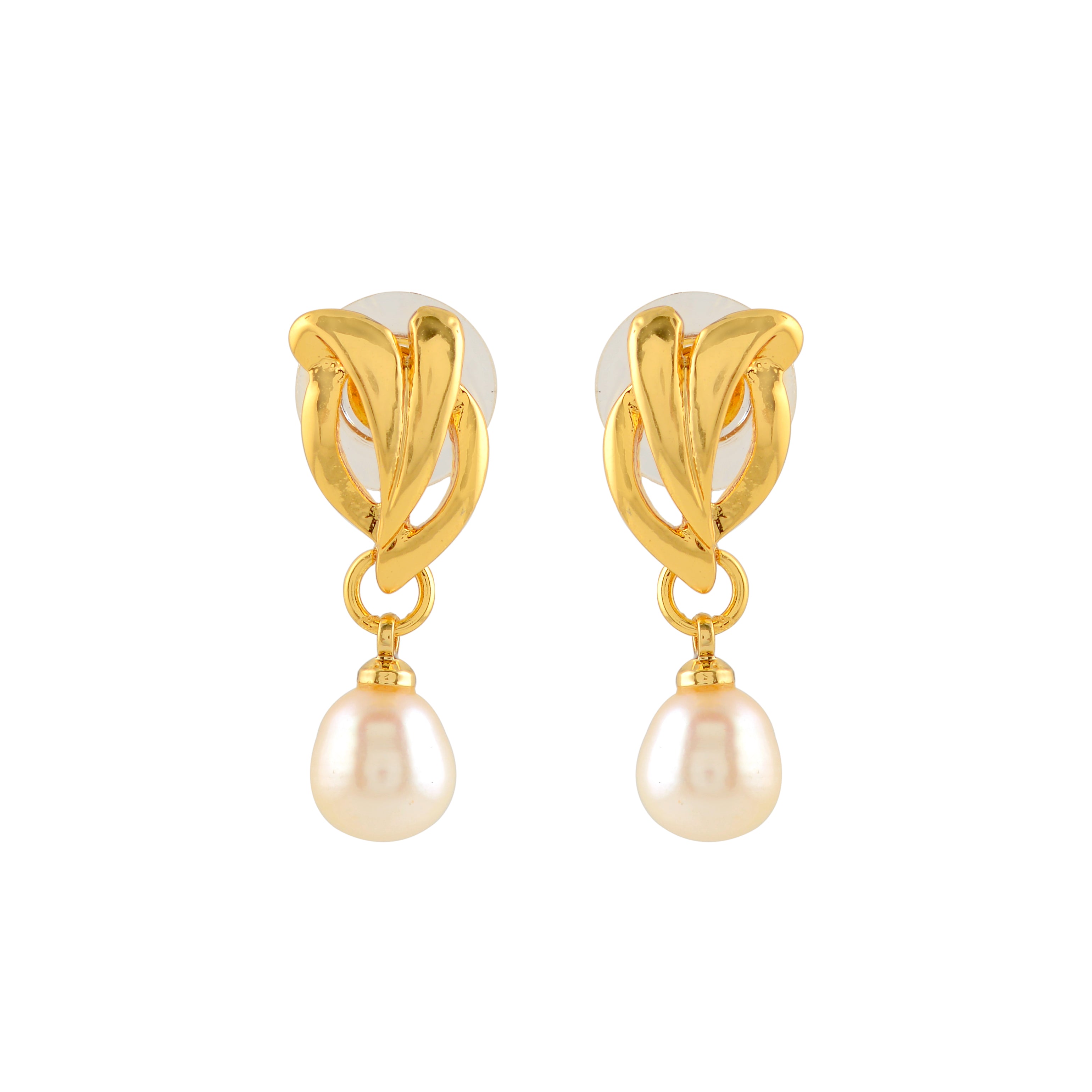 Dainty Knot Pearl Drop Earrings