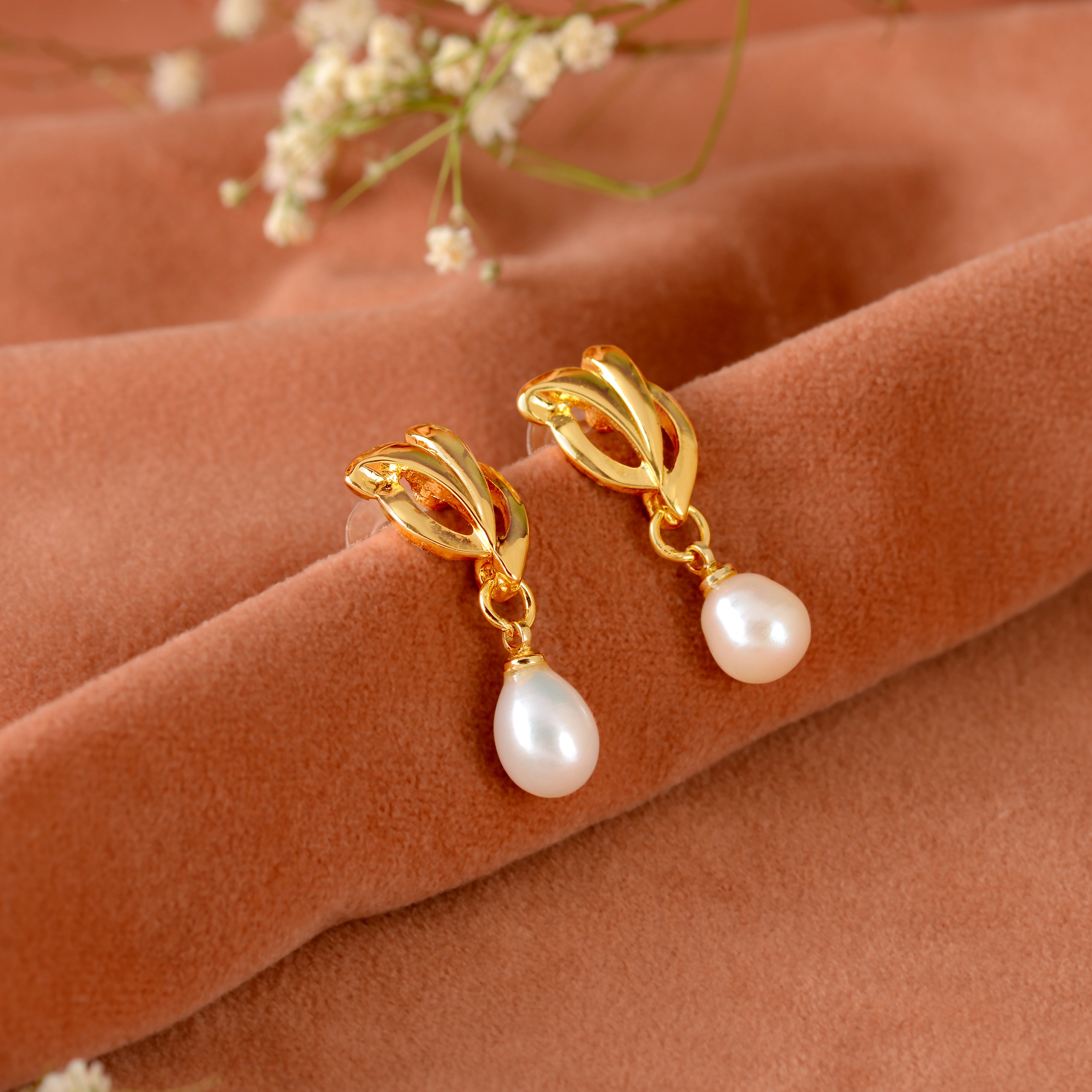 Dainty Knot Pearl Drop Earrings