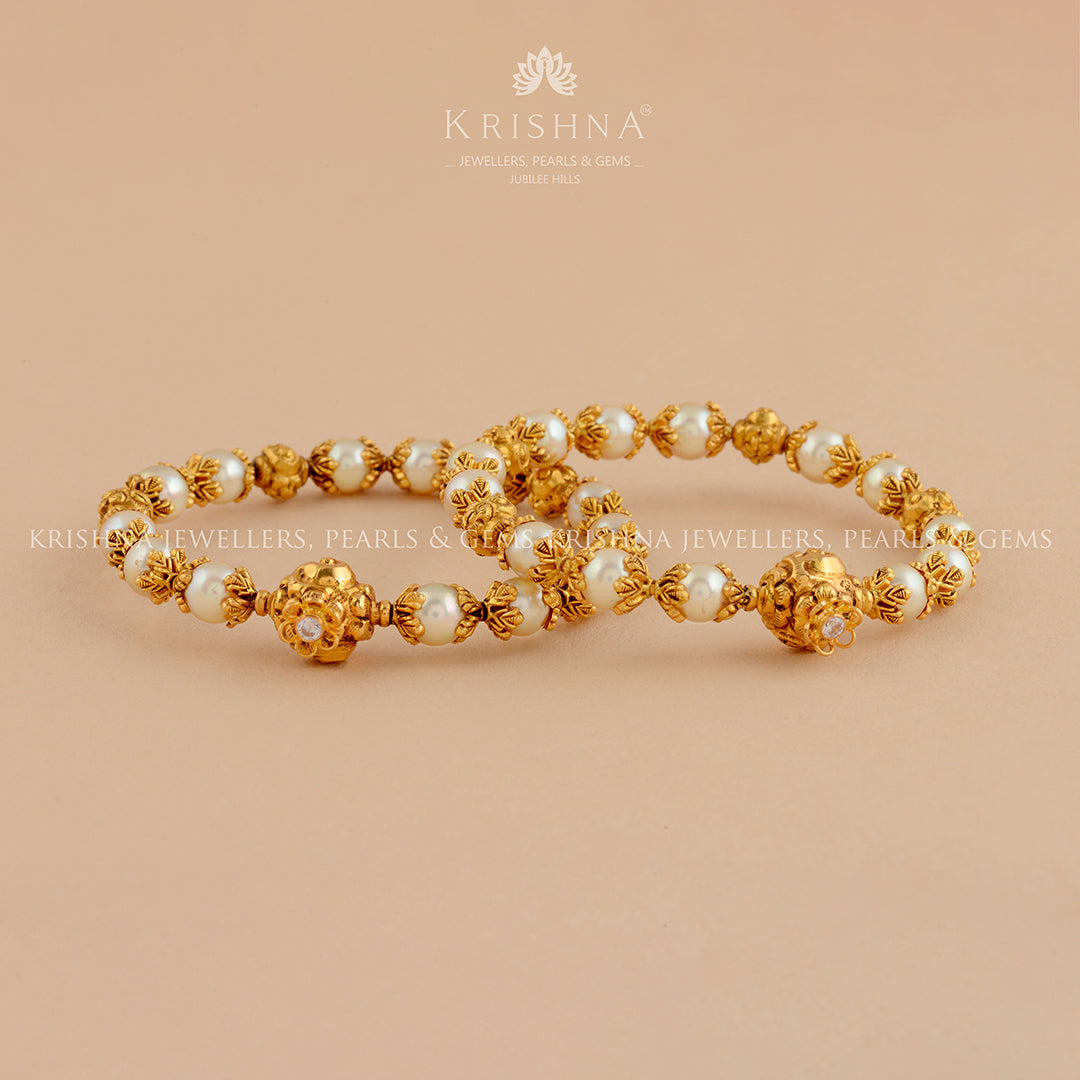 Gold Bangles With Nakshi Balls - Krishna Jewellers Pearls and Gems