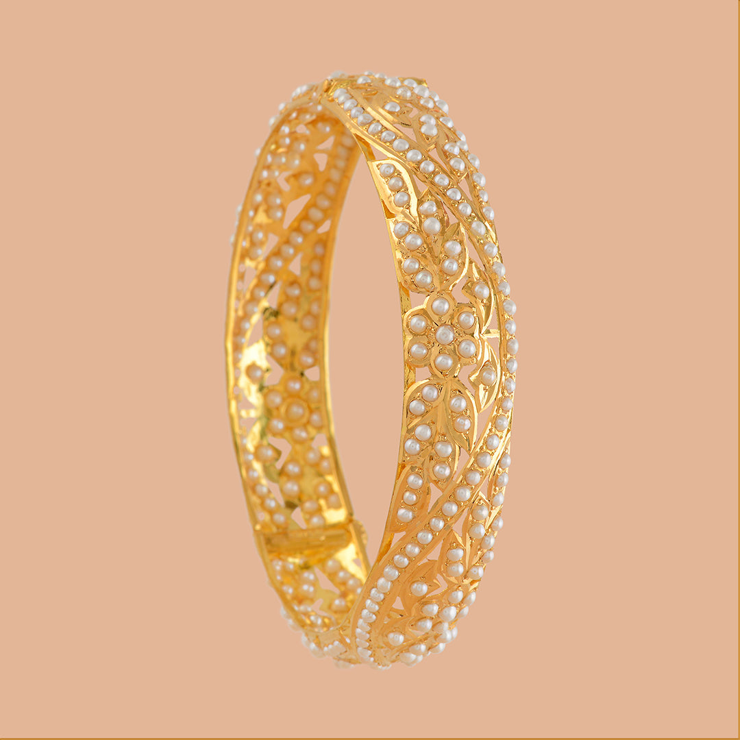 Radiant Gold Pearl Bangles - Krishna Jewellers Pearls and Gems