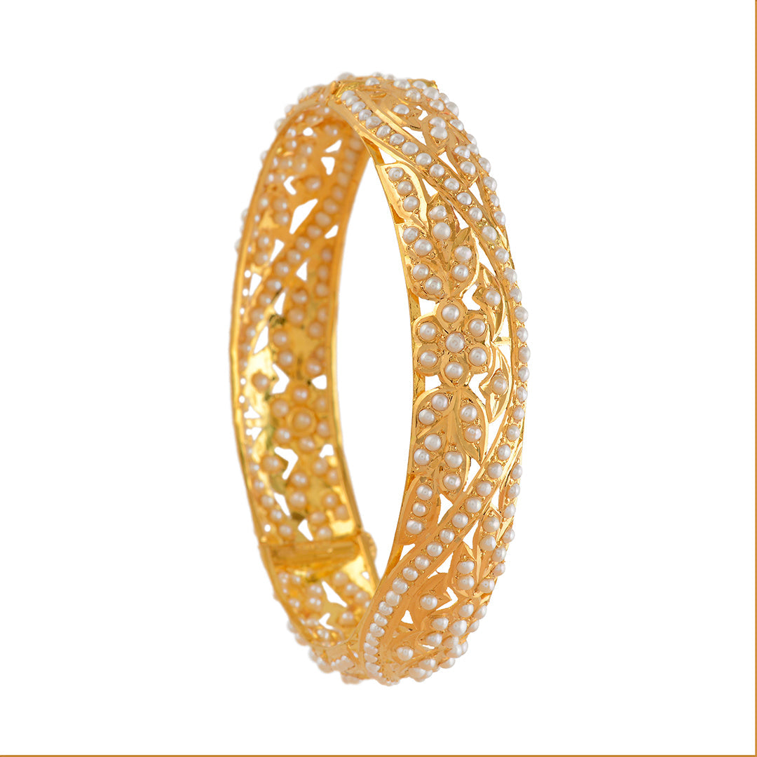 Radiant Gold Pearl Bangles - Krishna Jewellers Pearls and Gems