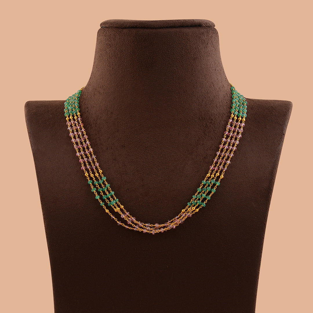 Multiline Emerald And Pearl Chain - Krishna Jewellers Pearls and Gems