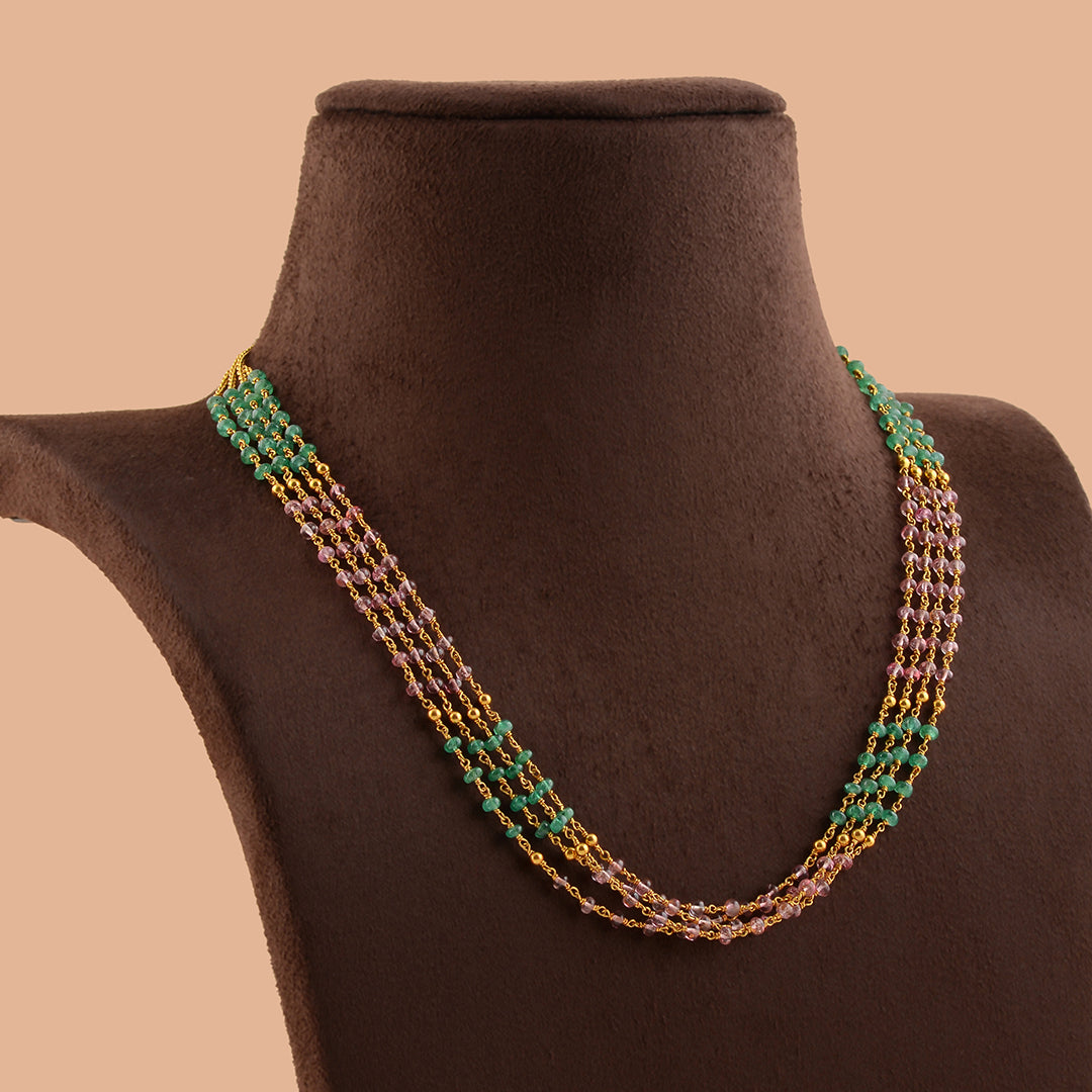 Multiline Emerald And Pearl Chain - Krishna Jewellers Pearls and Gems