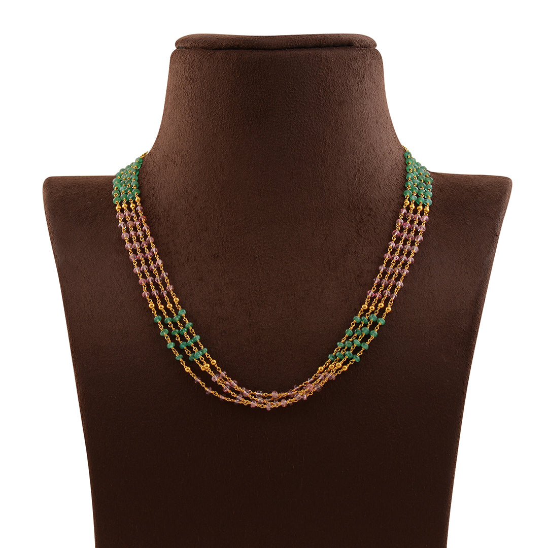 Multiline Emerald And Pearl Chain - Krishna Jewellers Pearls and Gems