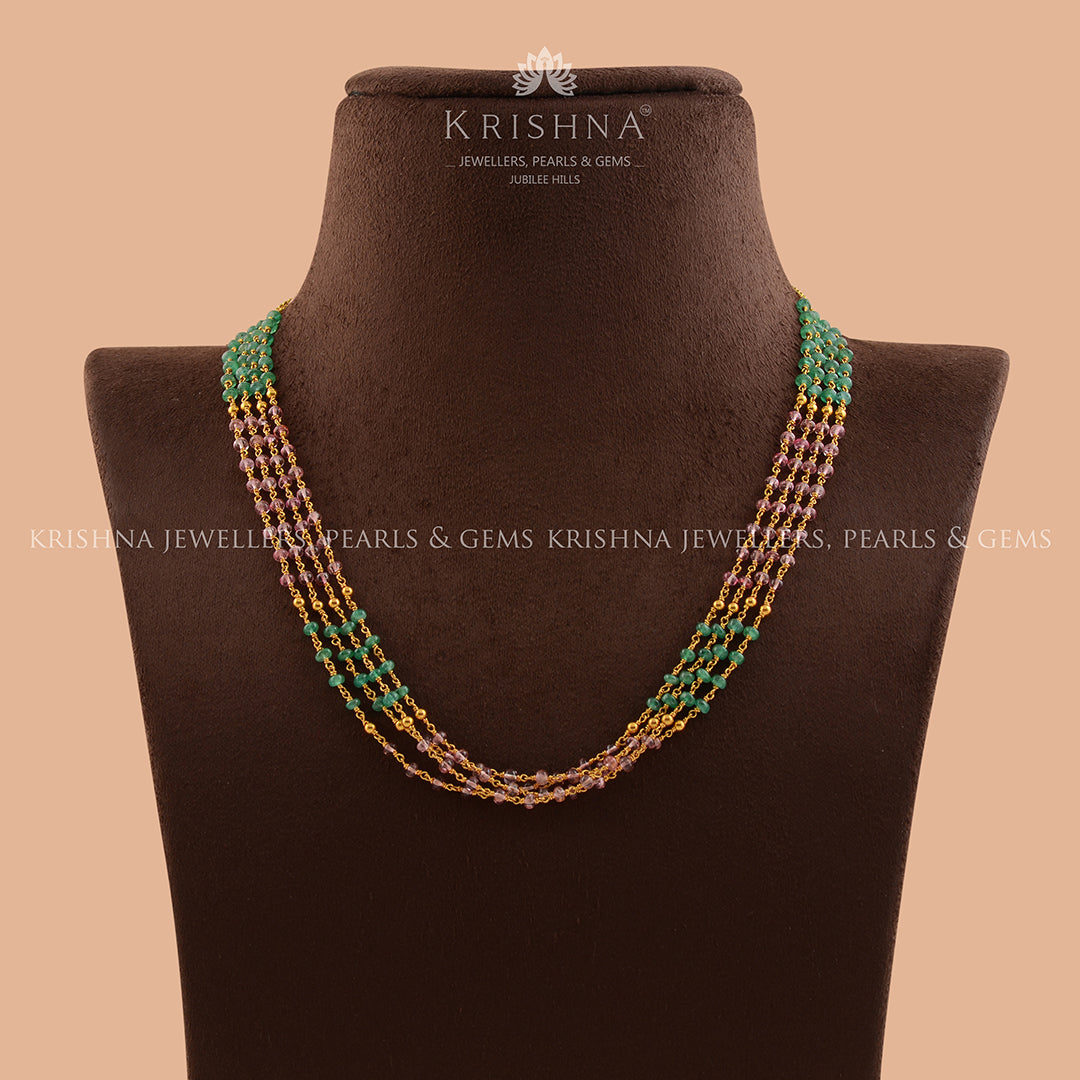 Multiline Emerald And Pearl Chain - Krishna Jewellers Pearls and Gems