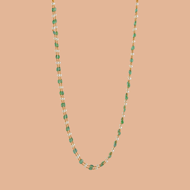 Multiline Pearl With Emerald Beads - Krishna Jewellers Pearls and Gems
