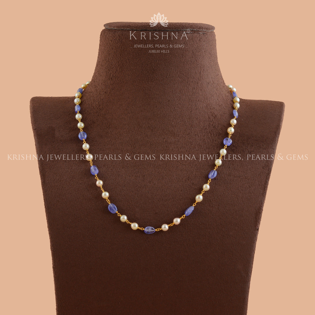 Single Line Pearl and Beads Chain - Krishna Jewellers Pearls and Gems