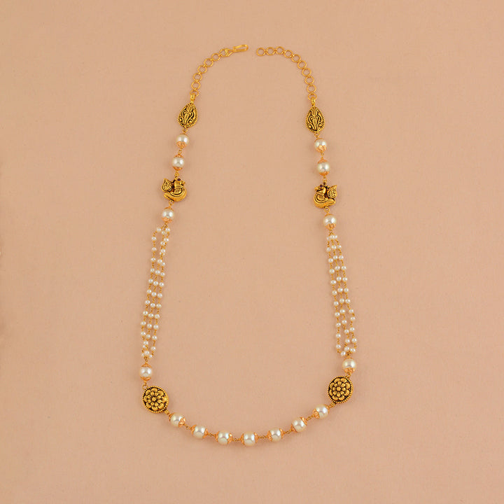 Grandiose Long Pearl Necklace in Gold - Krishna Jewellers Pearls and Gems
