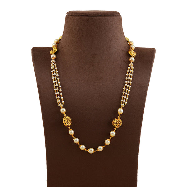 Grandiose Long Pearl Necklace in Gold – Krishna Pearls