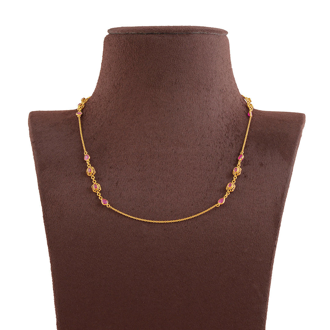 Single Line Semiprecious Beads Chain - Krishna Jewellers Pearls and Gems