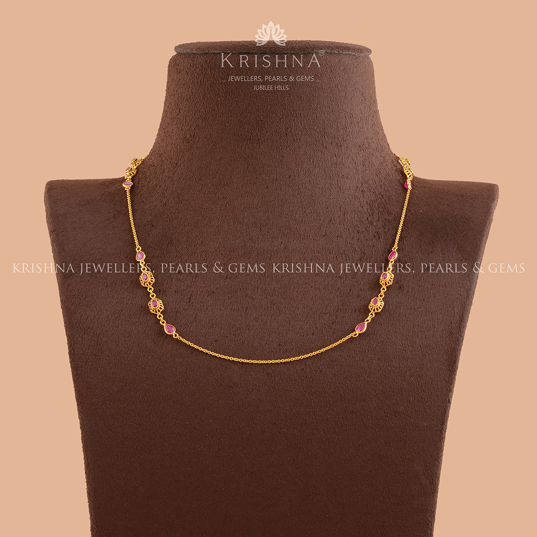 Single Line Semiprecious Beads Chain - Krishna Jewellers Pearls and Gems