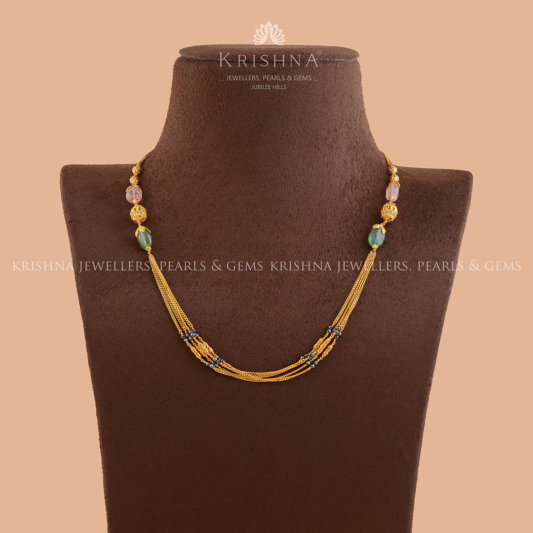 Stylish 22K Gold Beeds Chain - Krishna Jewellers Pearls and Gems