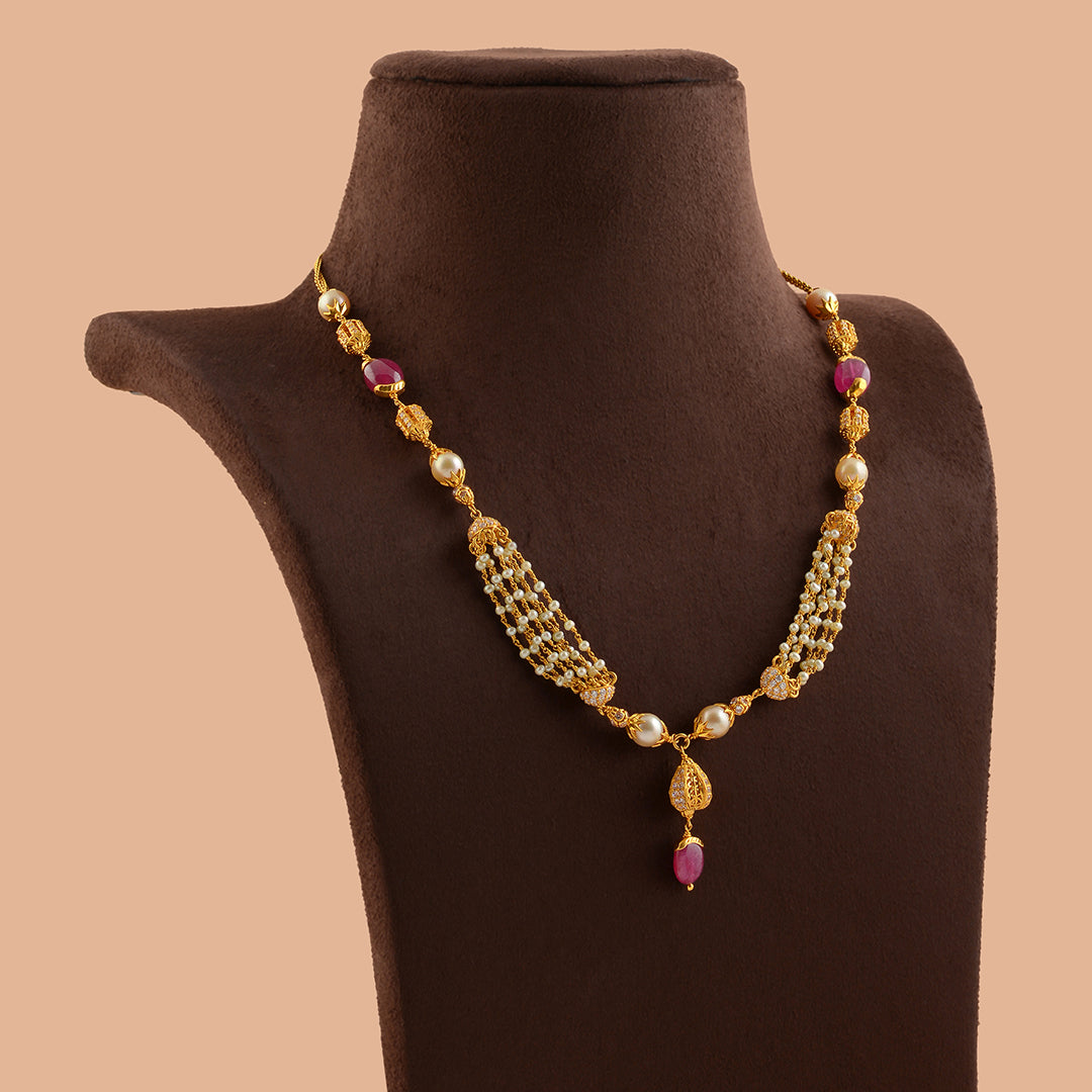 Ritzy Gold Pearl Necklace - Krishna Jewellers Pearls and Gems