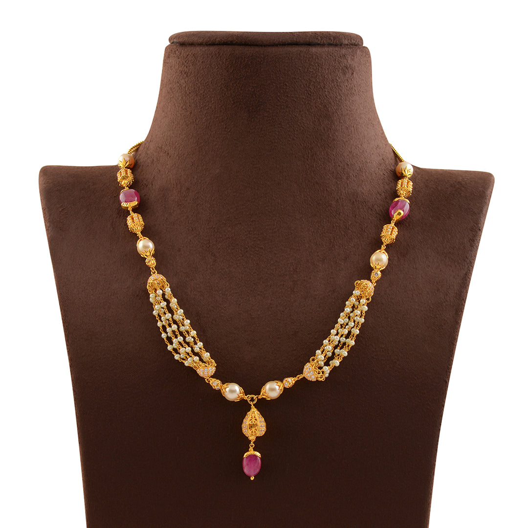 Ritzy Gold Pearl Necklace - Krishna Jewellers Pearls and Gems