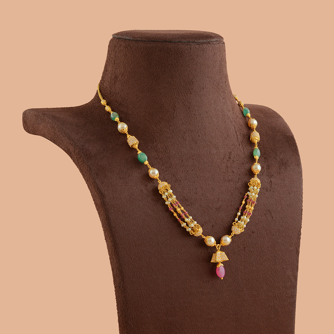 Exquisite Gold Pearl Necklace - Krishna Jewellers Pearls and Gems