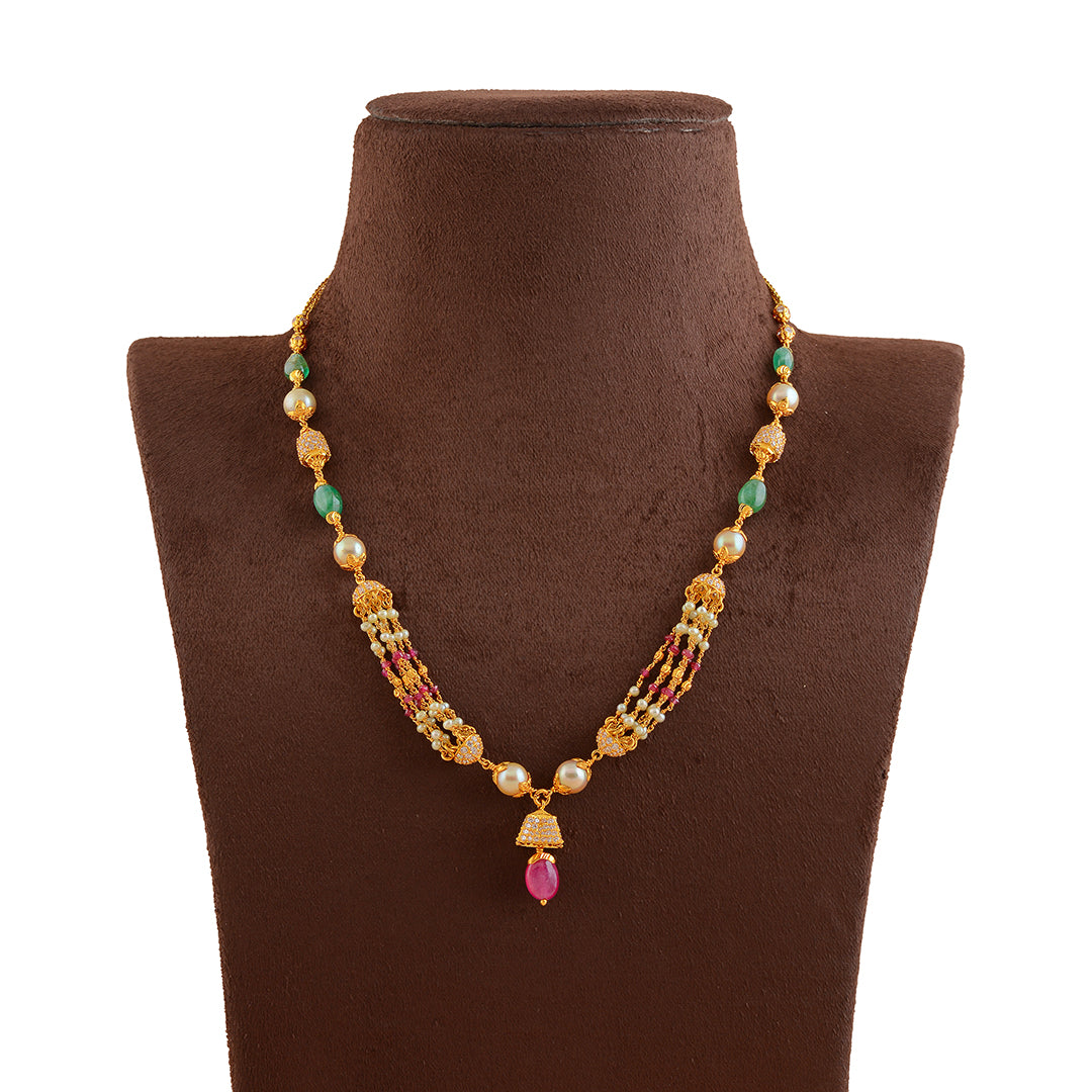 Exquisite Gold Pearl Necklace - Krishna Jewellers Pearls and Gems