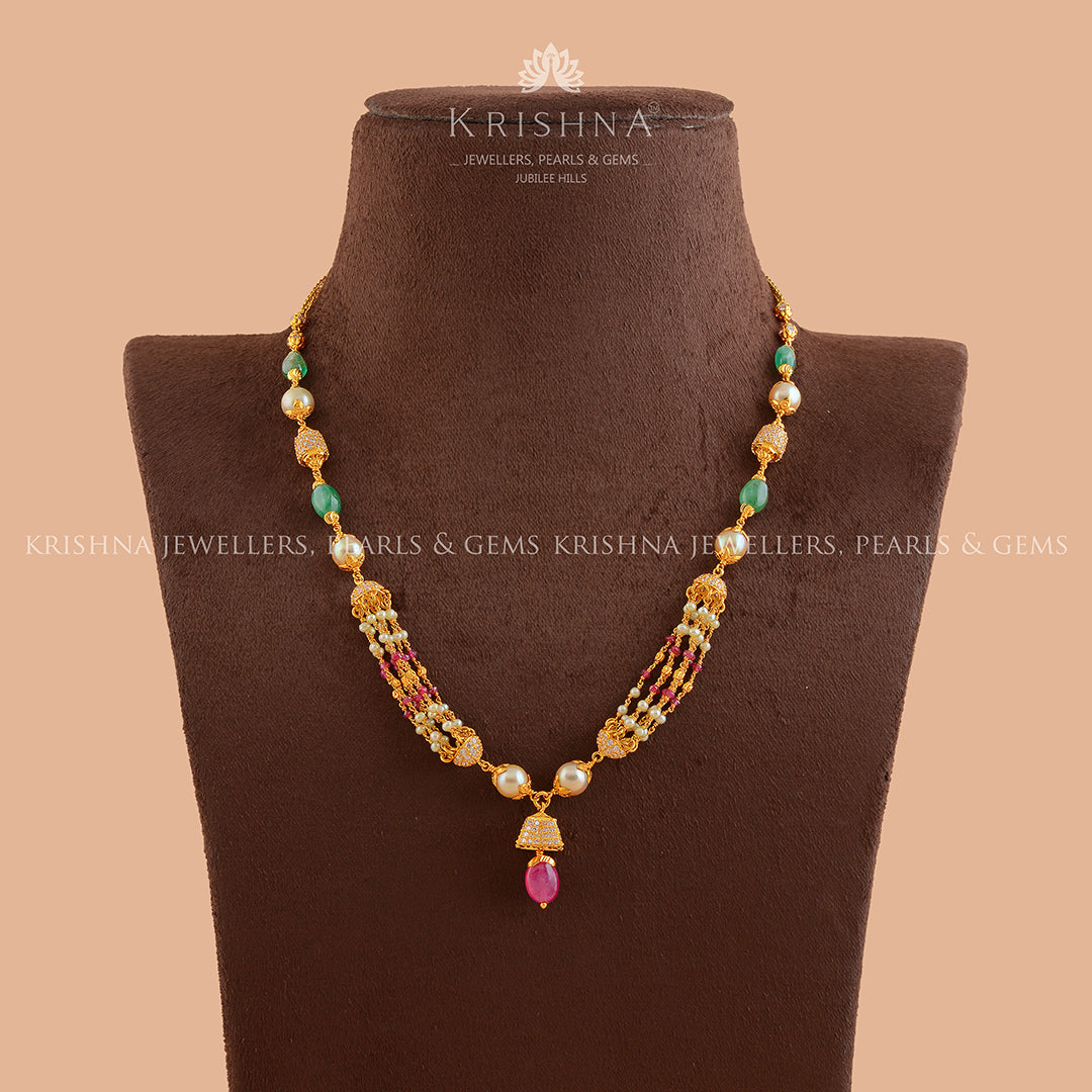 Exquisite Gold Pearl Necklace - Krishna Jewellers Pearls and Gems