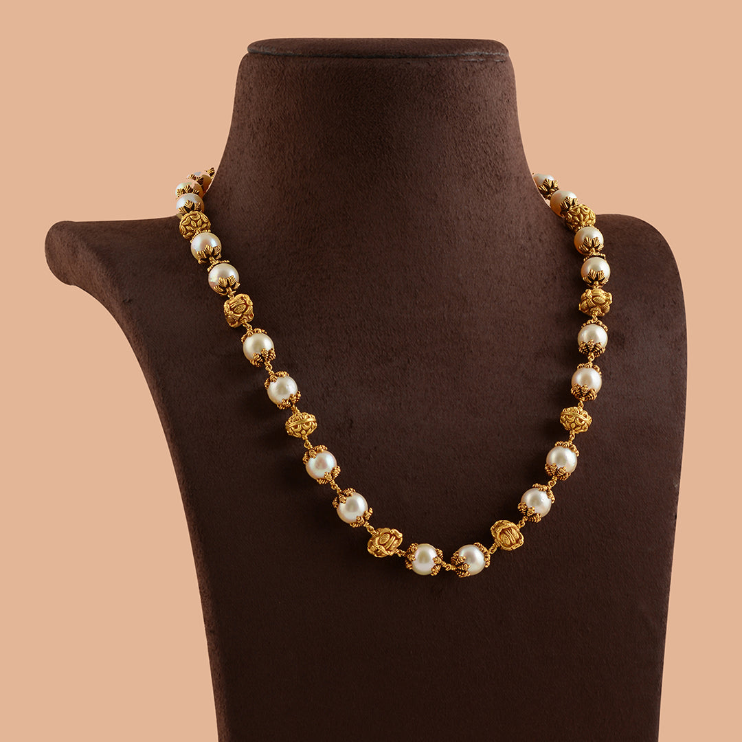 Oceanic Opulence: South Sea Pearl Necklace with Nakshi Balls - Krishna Jewellers Pearls and Gems