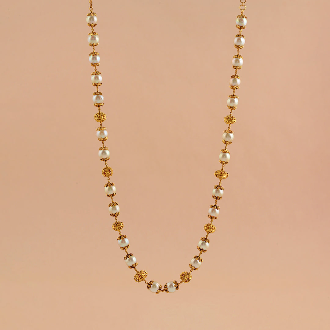 Oceanic Opulence: South Sea Pearl Necklace with Nakshi Balls - Krishna Jewellers Pearls and Gems