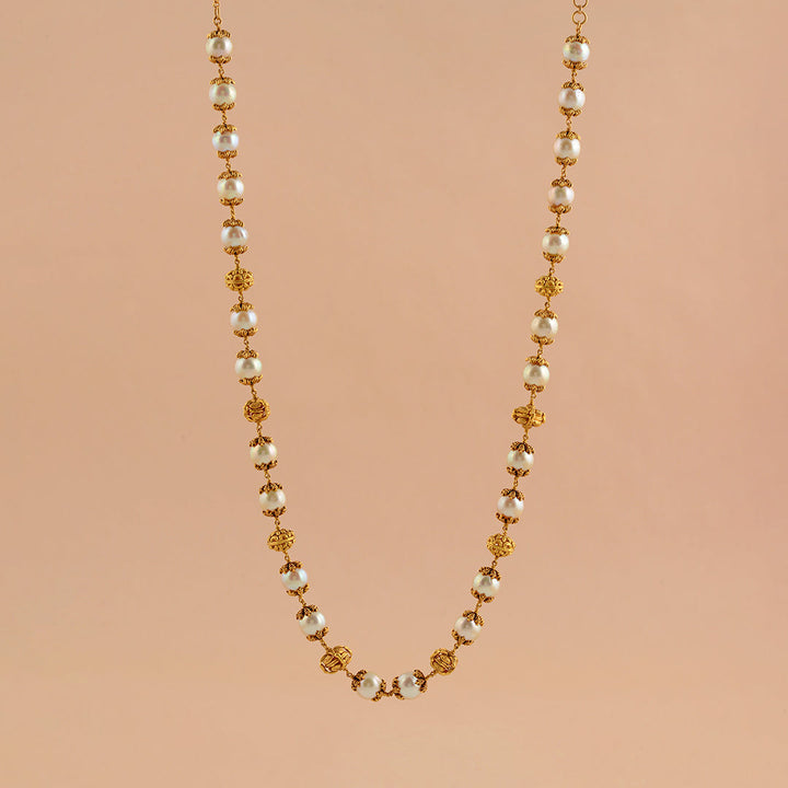 Oceanic Opulence: South Sea Pearl Necklace with Nakshi Balls - Krishna Jewellers Pearls and Gems