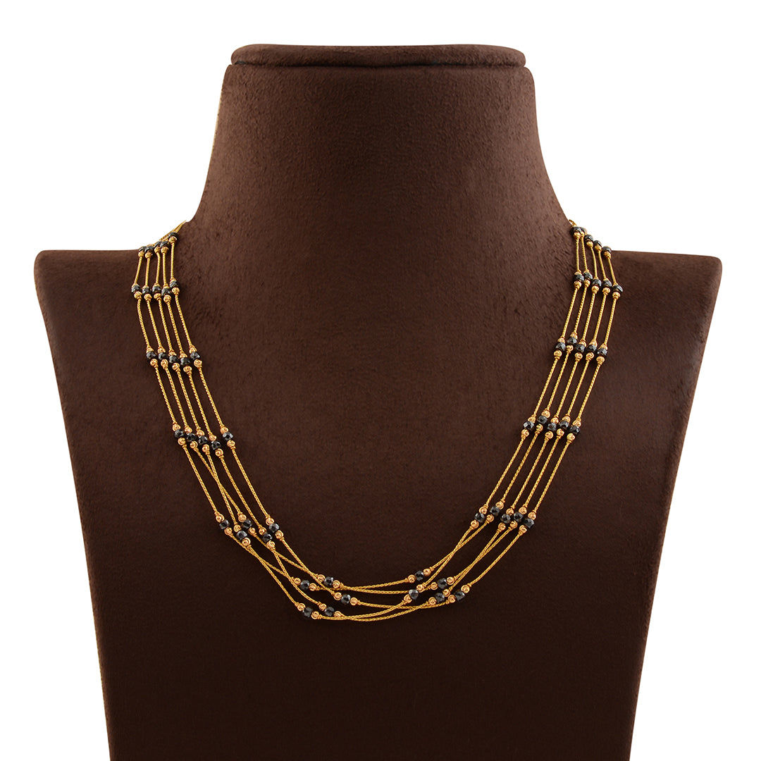 Multiline Crystal Beads Necklace gold Chain - Krishna Jewellers Pearls and Gems