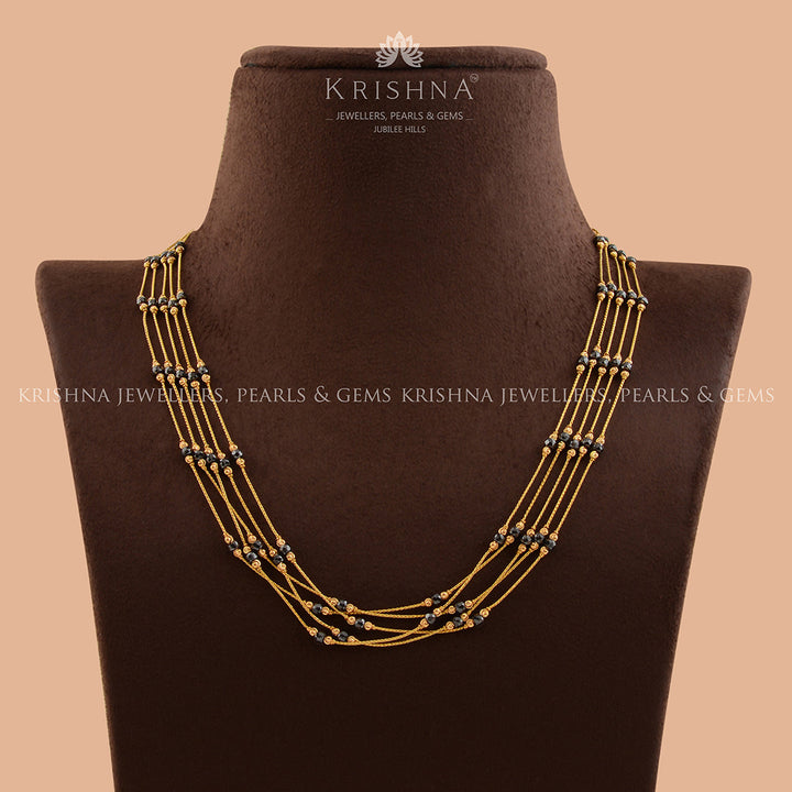 Multiline Crystal Beads Necklace gold Chain - Krishna Jewellers Pearls and Gems
