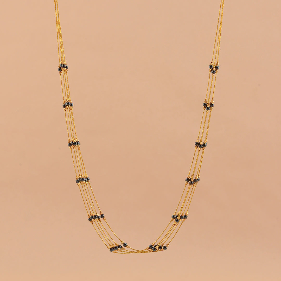 Multiline Crystal Beads Necklace gold Chain - Krishna Jewellers Pearls and Gems