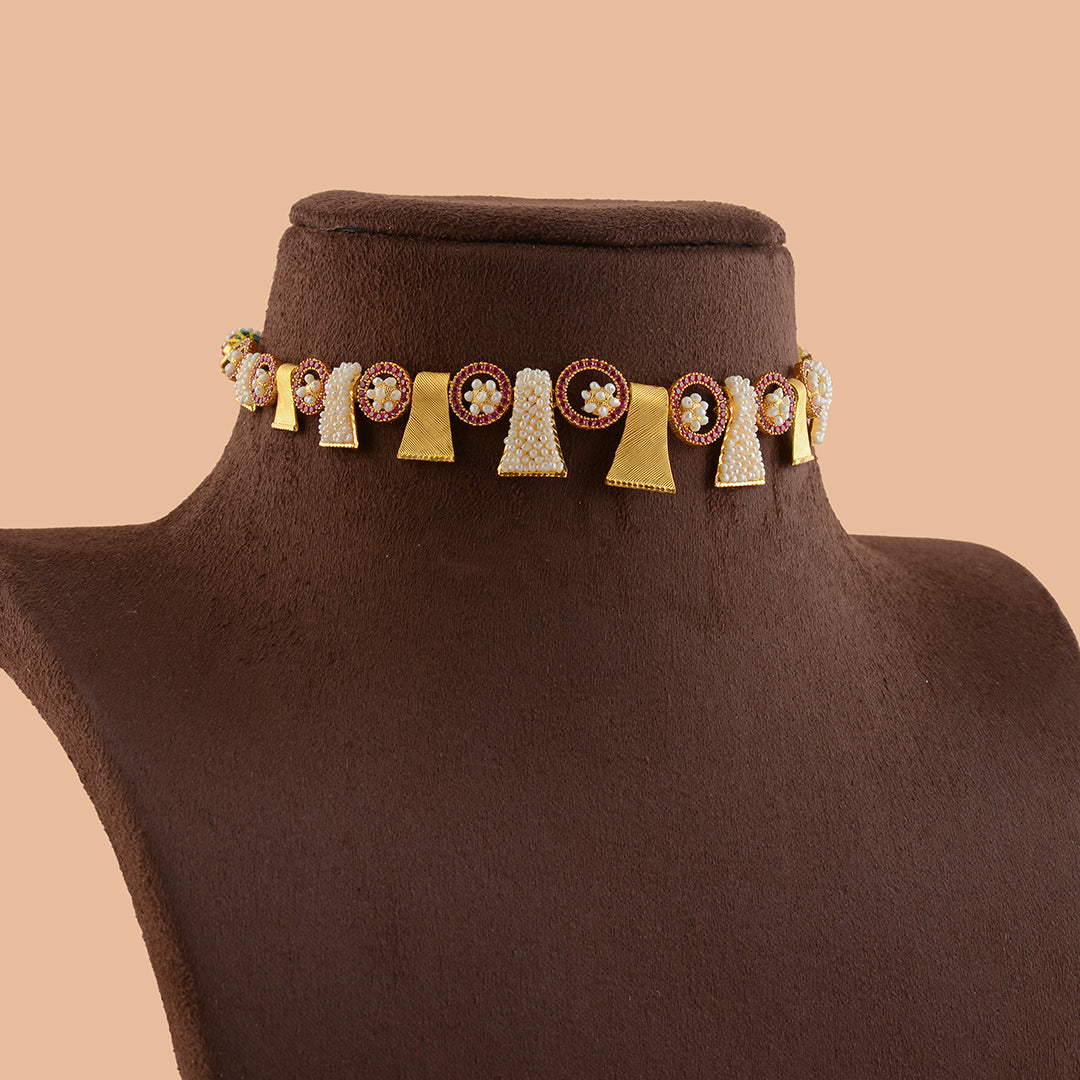Trendy Gold Pearl Choker - Krishna Jewellers Pearls and Gems