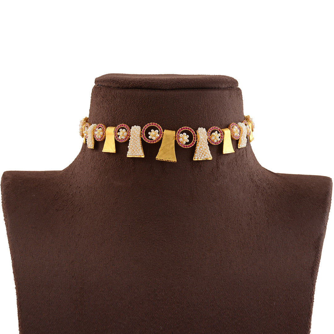 Trendy Gold Pearl Choker - Krishna Jewellers Pearls and Gems