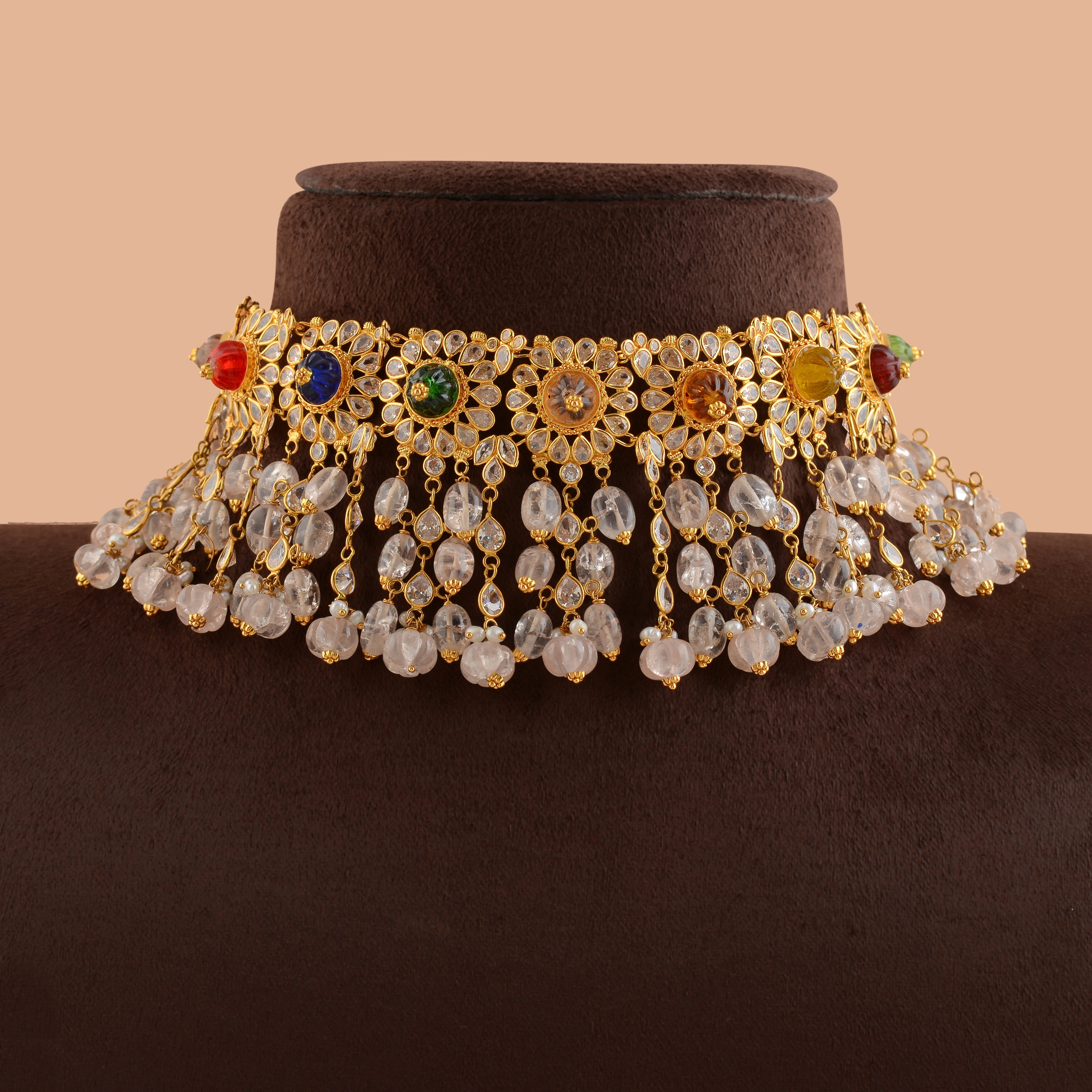 Ravishing Gold Pearl Choker With Hanging Beads - Krishna Jewellers Pearls and Gems