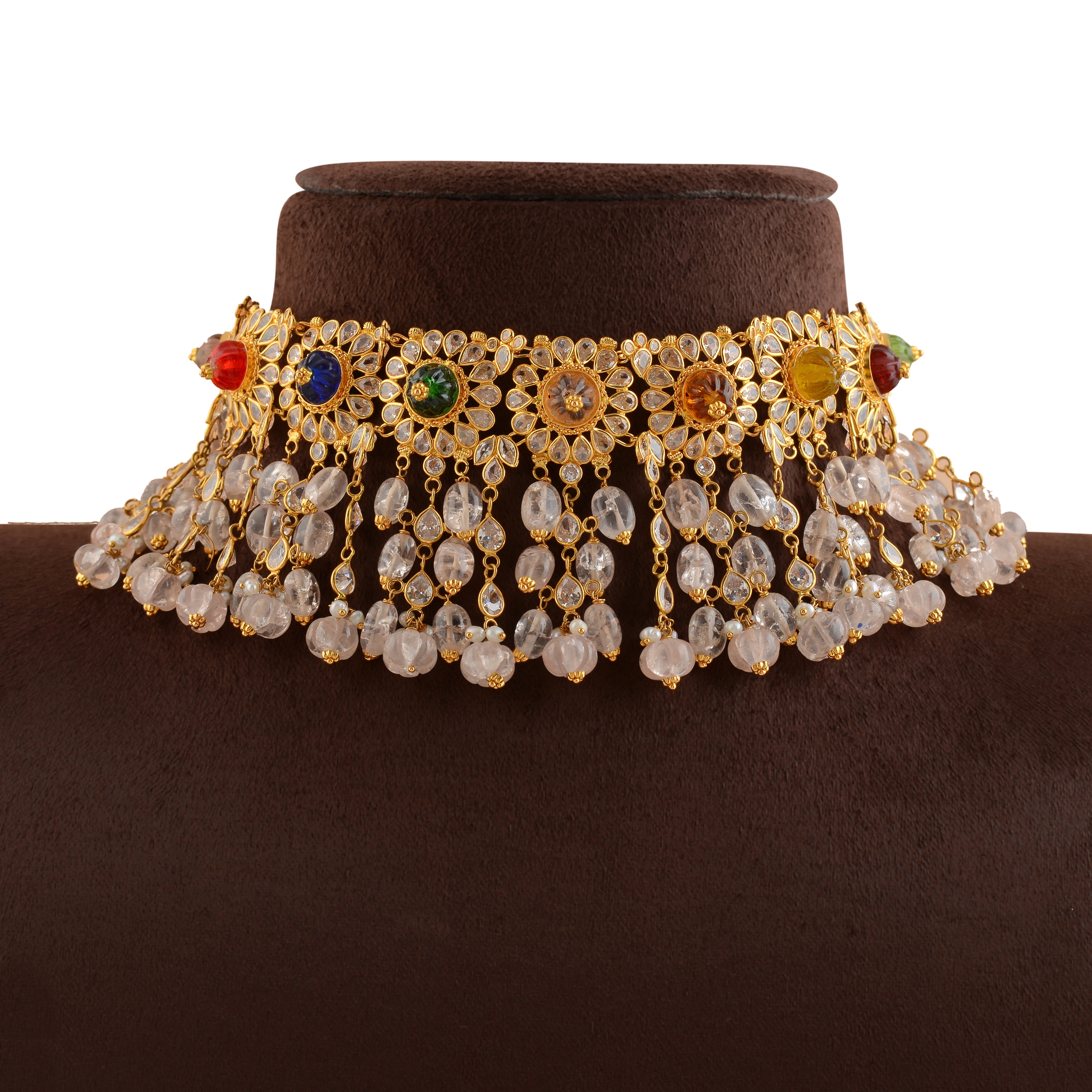 Ravishing Gold Pearl Choker With Hanging Beads - Krishna Jewellers Pearls and Gems