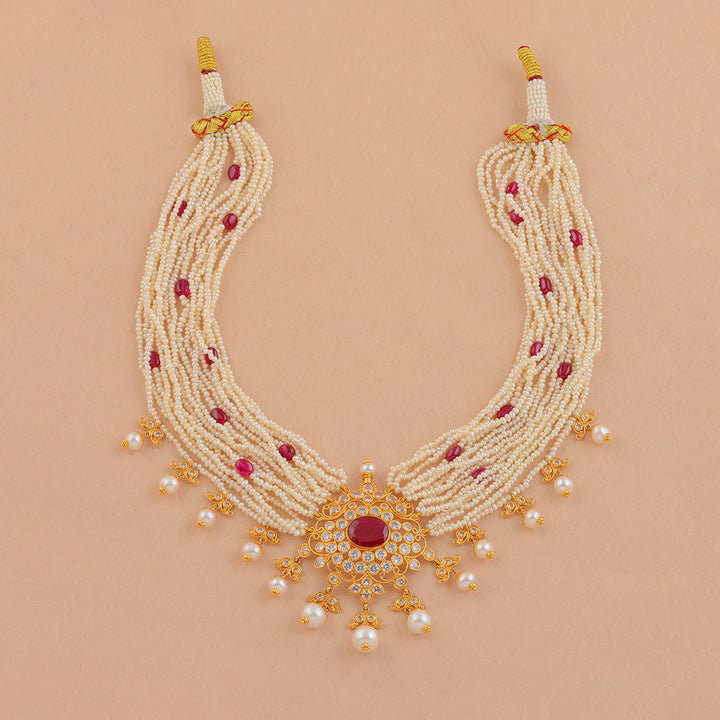 Relishing  Gold Pearl Choker - Krishna Jewellers Pearls and Gems