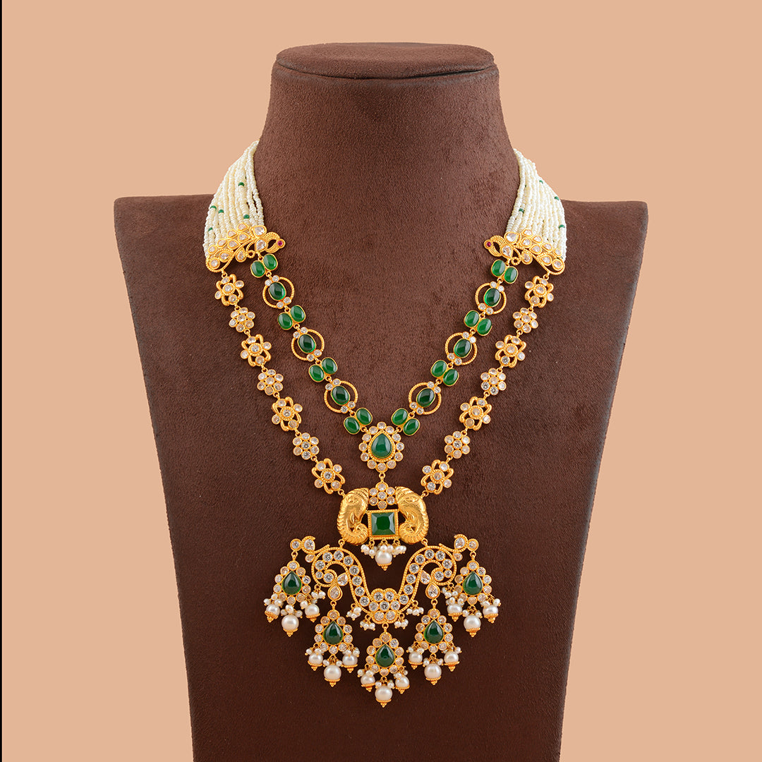 Maharanai  Gold Pearl Long Necklace - Krishna Jewellers Pearls and Gems