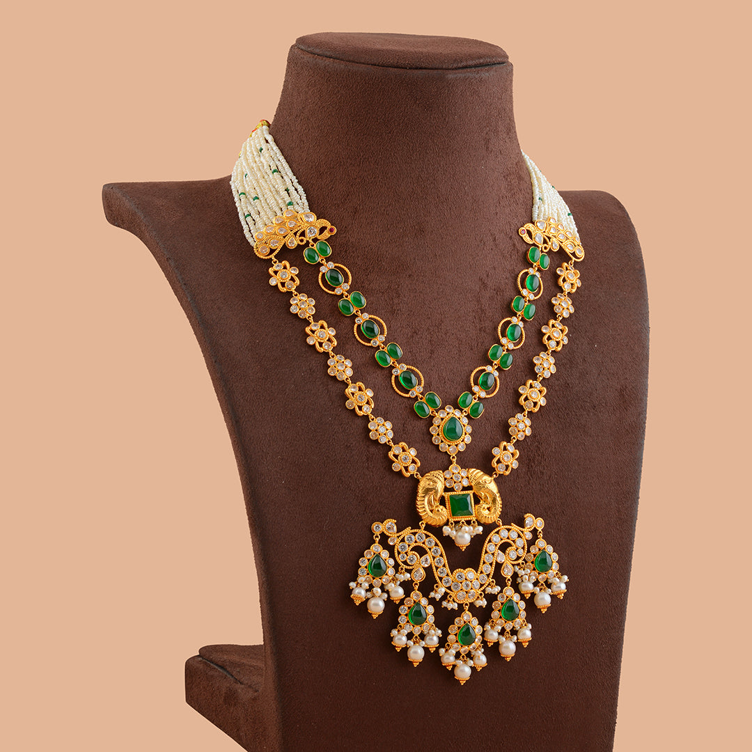 Maharanai  Gold Pearl Long Necklace - Krishna Jewellers Pearls and Gems