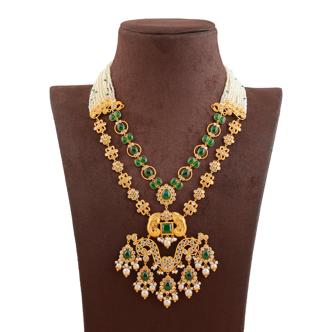 Maharanai  Gold Pearl Long Necklace - Krishna Jewellers Pearls and Gems