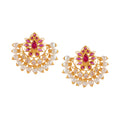 Chandbali Gold Pearl Stud